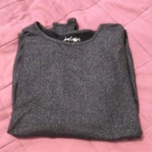 Lord & Taylor Glittered Charcoal Gray Crew Neck  L/S Top S